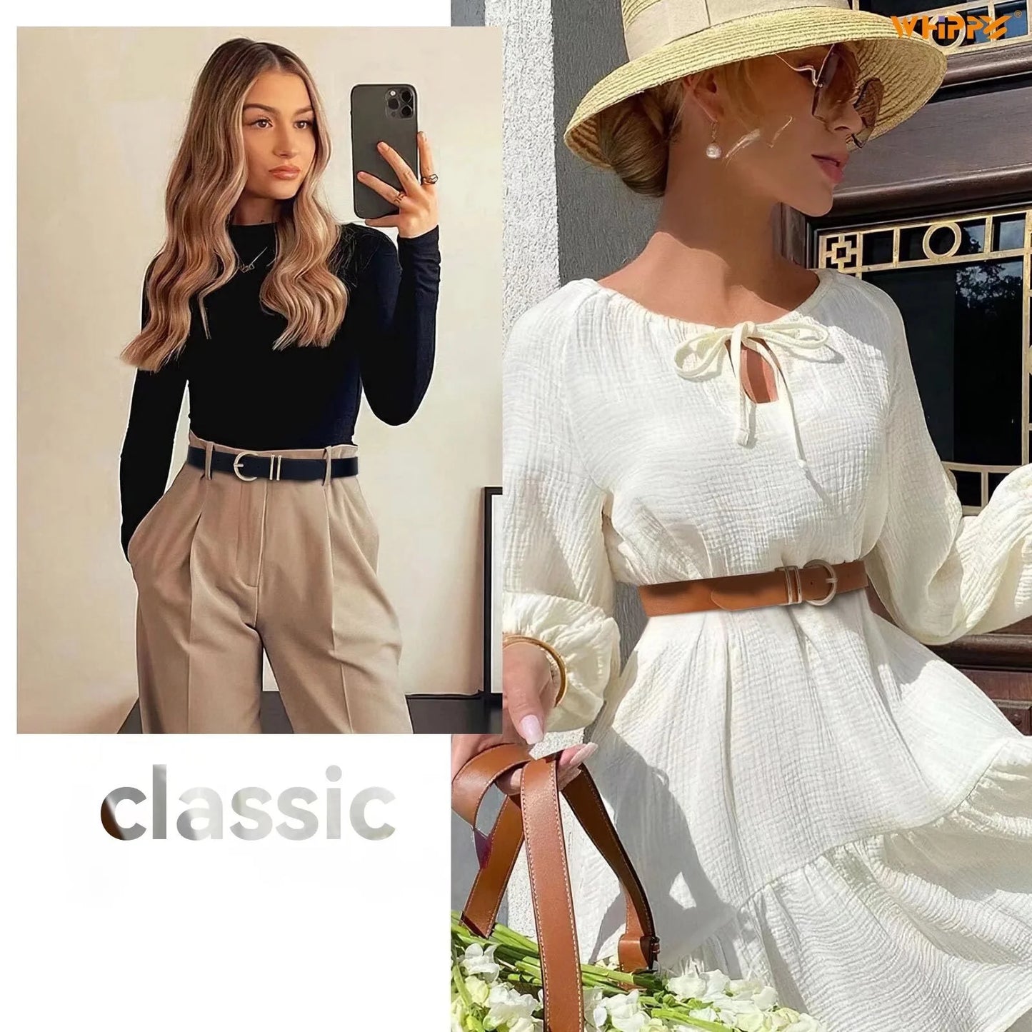 Women'S Leather Belt Gold Buckle plus Size Waist Belts for Jeans Dress