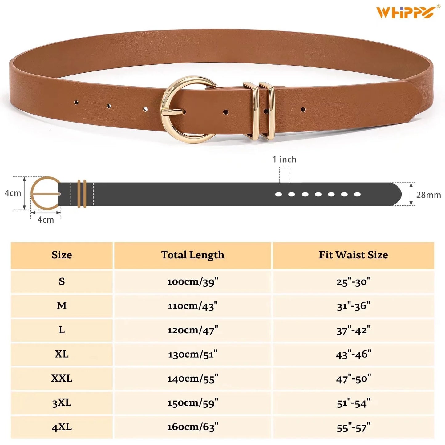 Women'S Leather Belt Gold Buckle plus Size Waist Belts for Jeans Dress